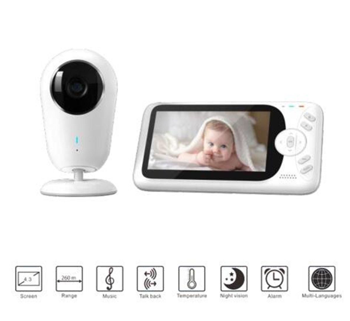 Home Security Cameras Wireless - 4.3inch 1080P Full HD Draadloze Babyfoon
