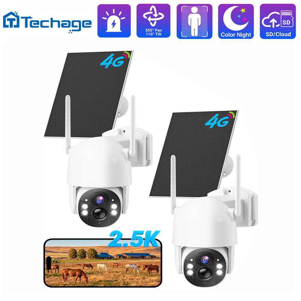 Home Security Outdoor - Techage 4G LTE mobiele zonne-energie beveiligingscamera