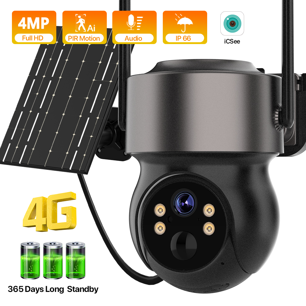 Home Security Cameras Wireless - 4MP 4G SIM Zonne-energie op batterijen