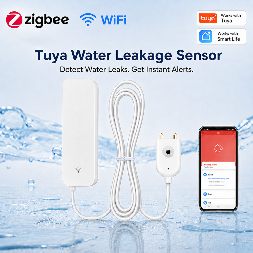 Home Security With Alarm - ZigBee WiFi Waterleksensor Overstromingslekkage Alarmdetector Tuya