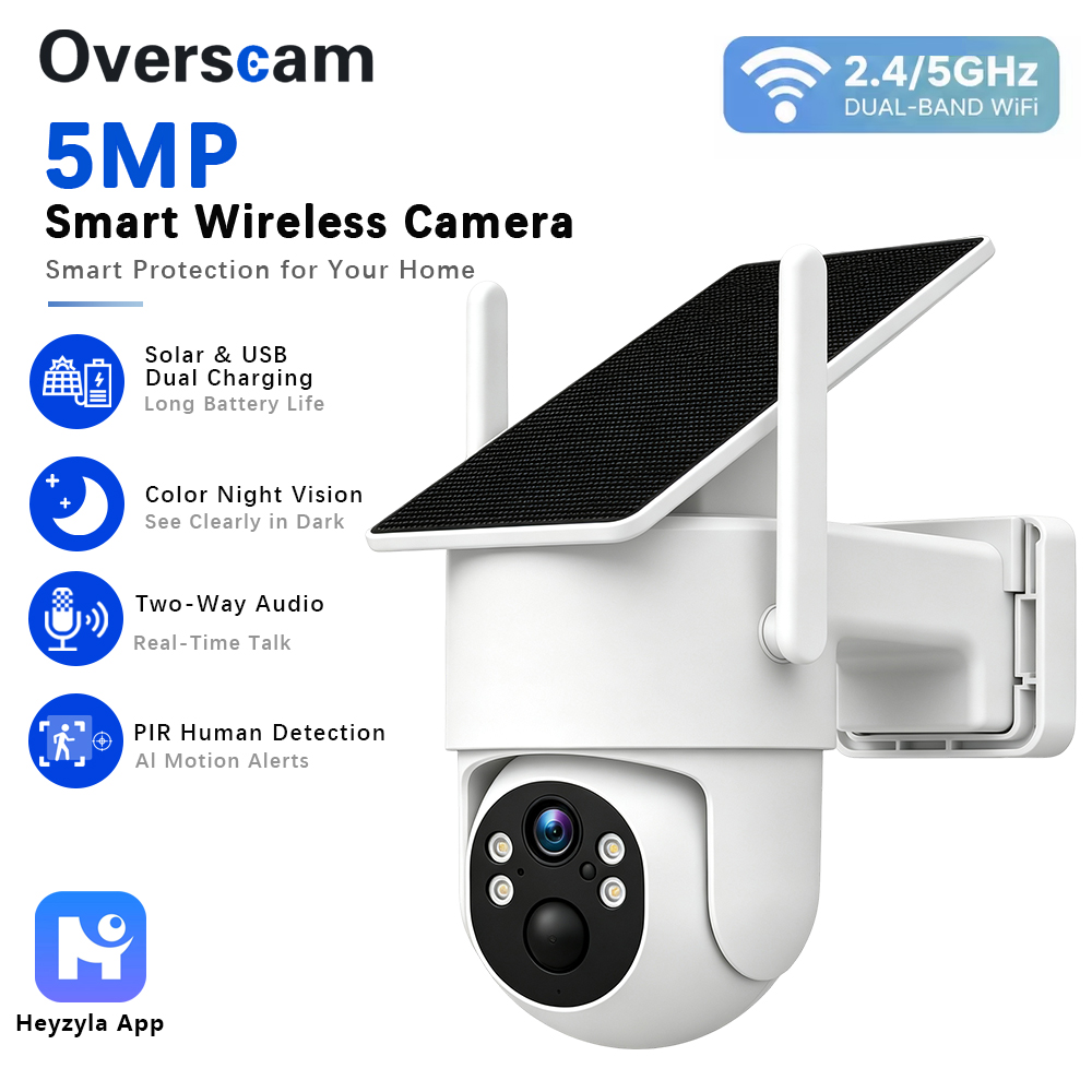 Home Security Cameras Wireless - 5MP PTZ-camera op zonne-energie voor draadloze