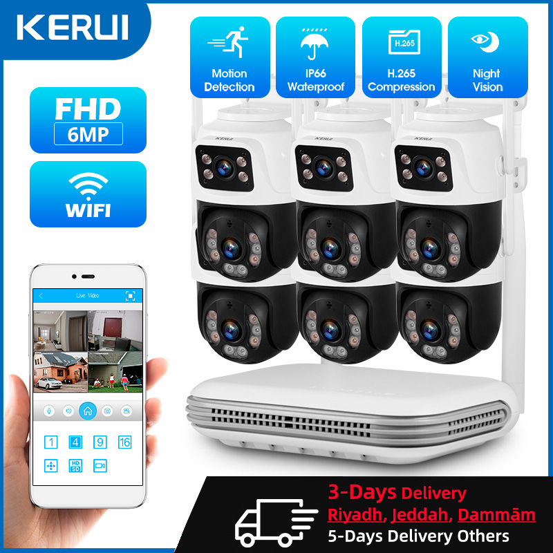 Home Security Cameras Wireless - KERUI Waterdichte 6MP HD Draadloze Dual