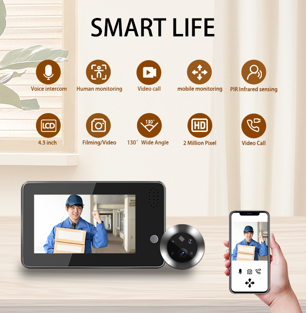 Home Security Doorbell Camera - 4,3 inch Tuya Smartlife WiFi Deurbel