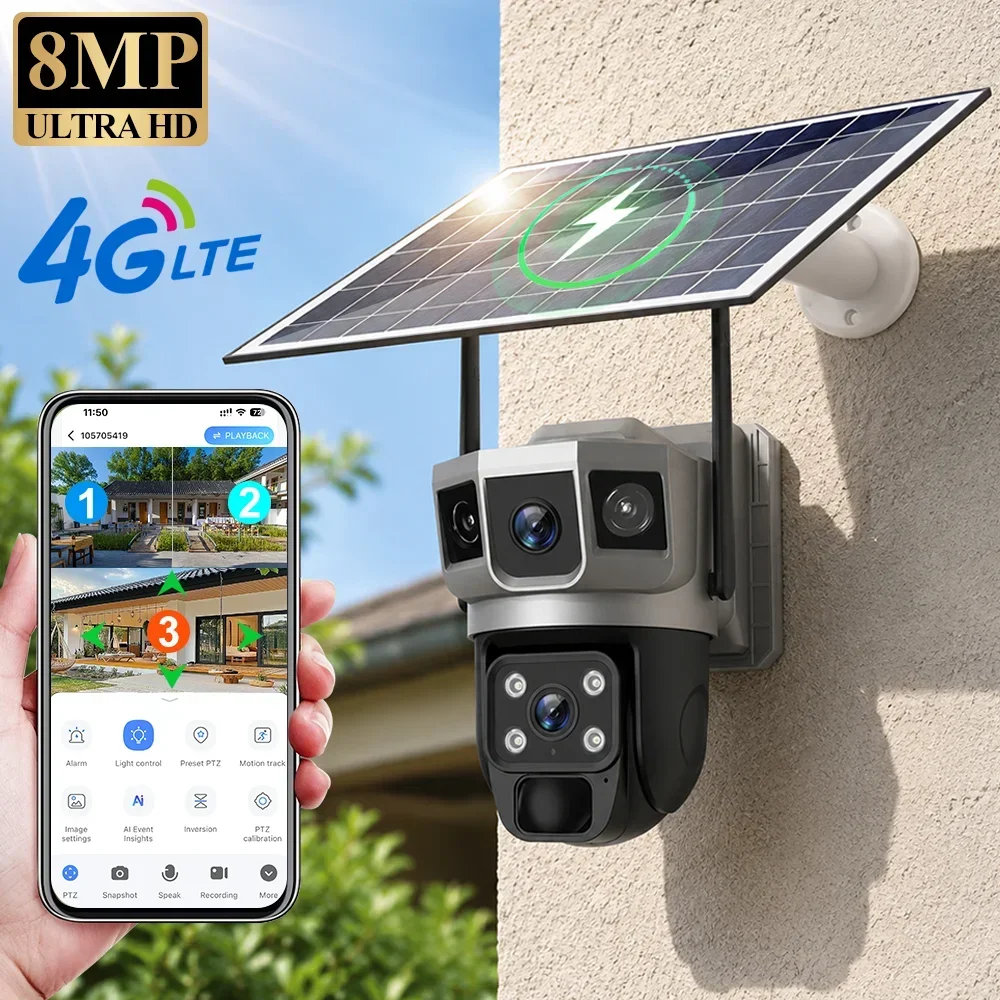 Home Security Camera Installation - V380 4K 3 Schermen 4G Camera