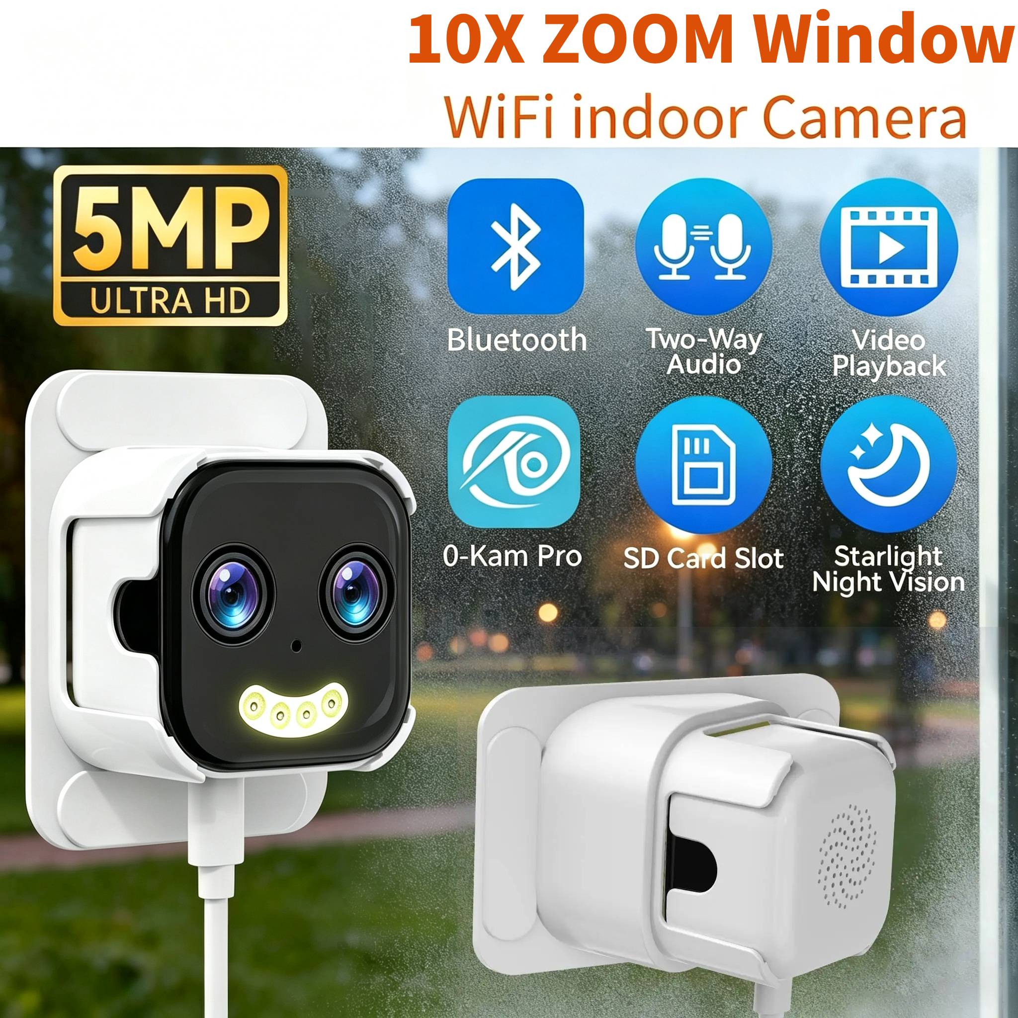Home Security Camera Installation - 2K Raamcamera Dubbele Lens 5G WiFi