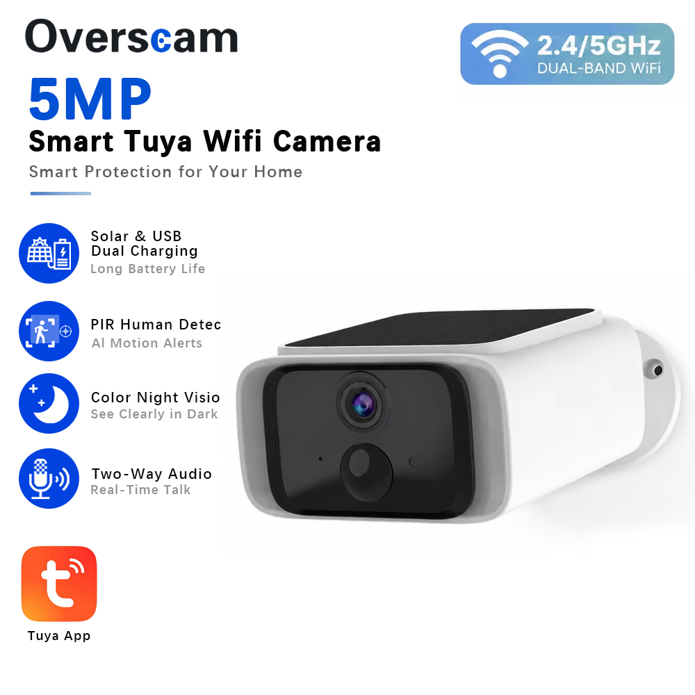 Home Security Guard - Tuya 5MP Solar Beveiligingscamera Draadloze Outdoor